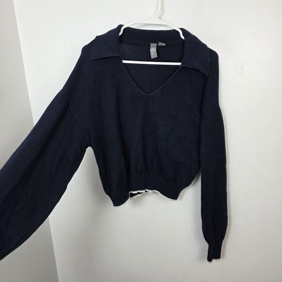 Sweaty Betty Navy Blue Coastal Relaxed Preppy Sporty Silk Blend Sweater Size XS - Picture 3 of 9